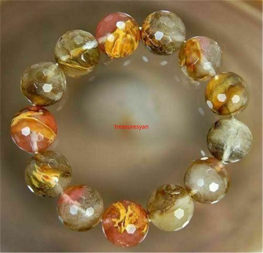 New HOT 10mm Watermelon Tourmaline Faceted Round Beads Bracelet AAA++006