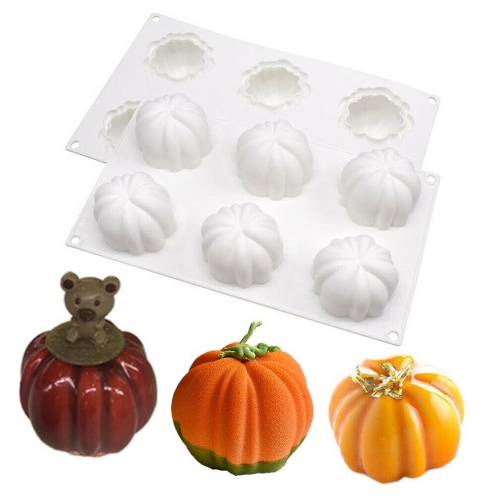 6 Cavity Silicone Pumpkin Cake Mold for Baking Mousse DIY Pastry Decorating Tool
