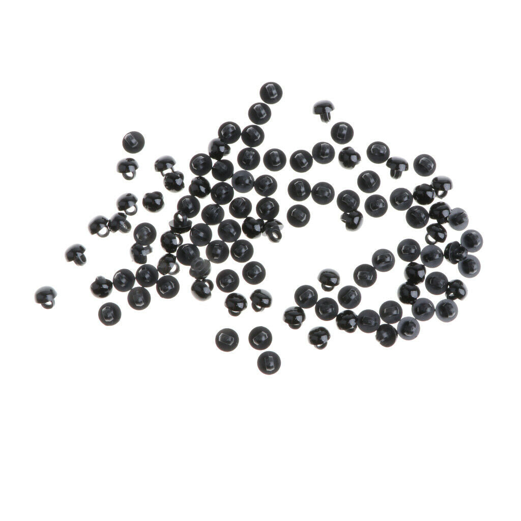 100pcs 9mm Solid Black Mushroom Domed Sewing Button Animal Eyes Nose