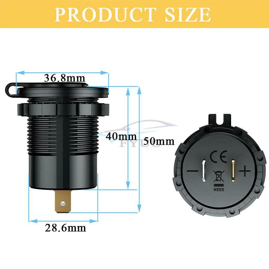 1PCS Car Motorcycle QC 3.0 Dual USB Charger with LED Voltmeter Switch Universal