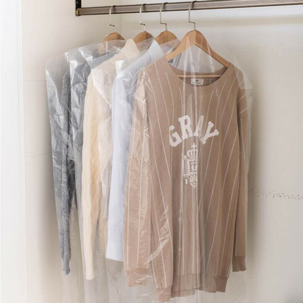 10pcs Plastic Hanging Garment Bags for Clothes Storage Dustproof 60x100cm