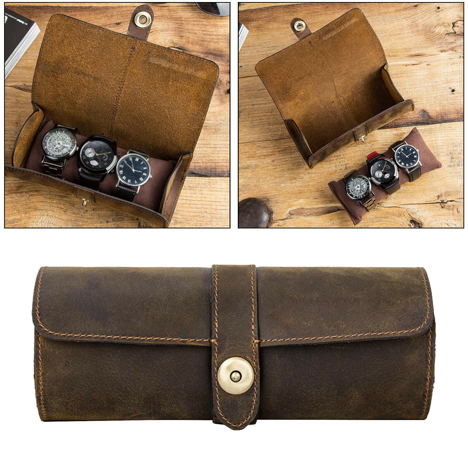 Easy Carry Handmade Multi-Purpose Watch Roll Pouch Organizer for Travel