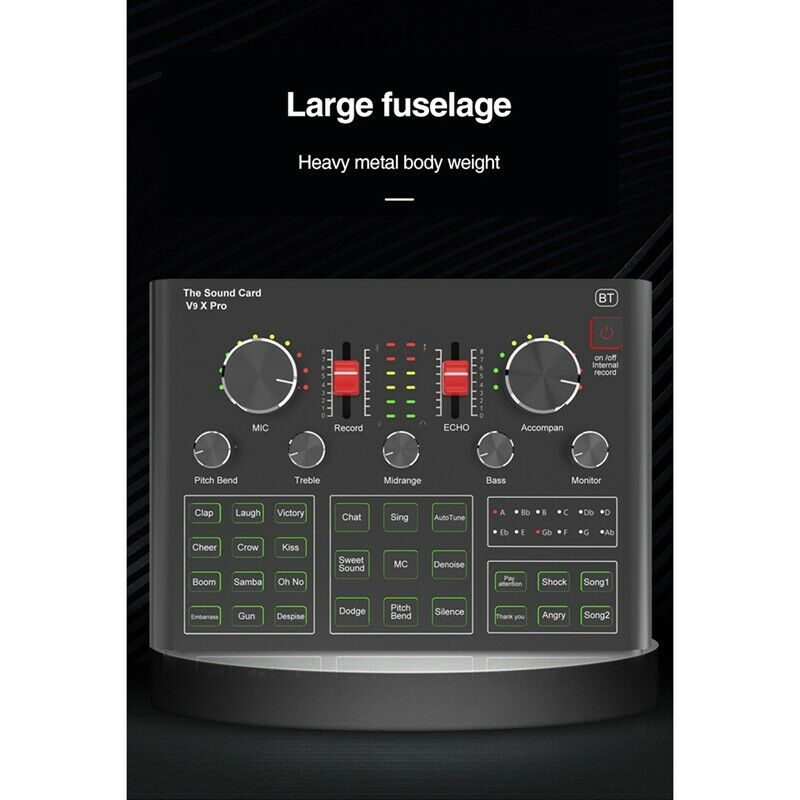 V9X PRO Sound Card,Audio Mixer for Live Broadcast Recording Phone Computer PW5P2