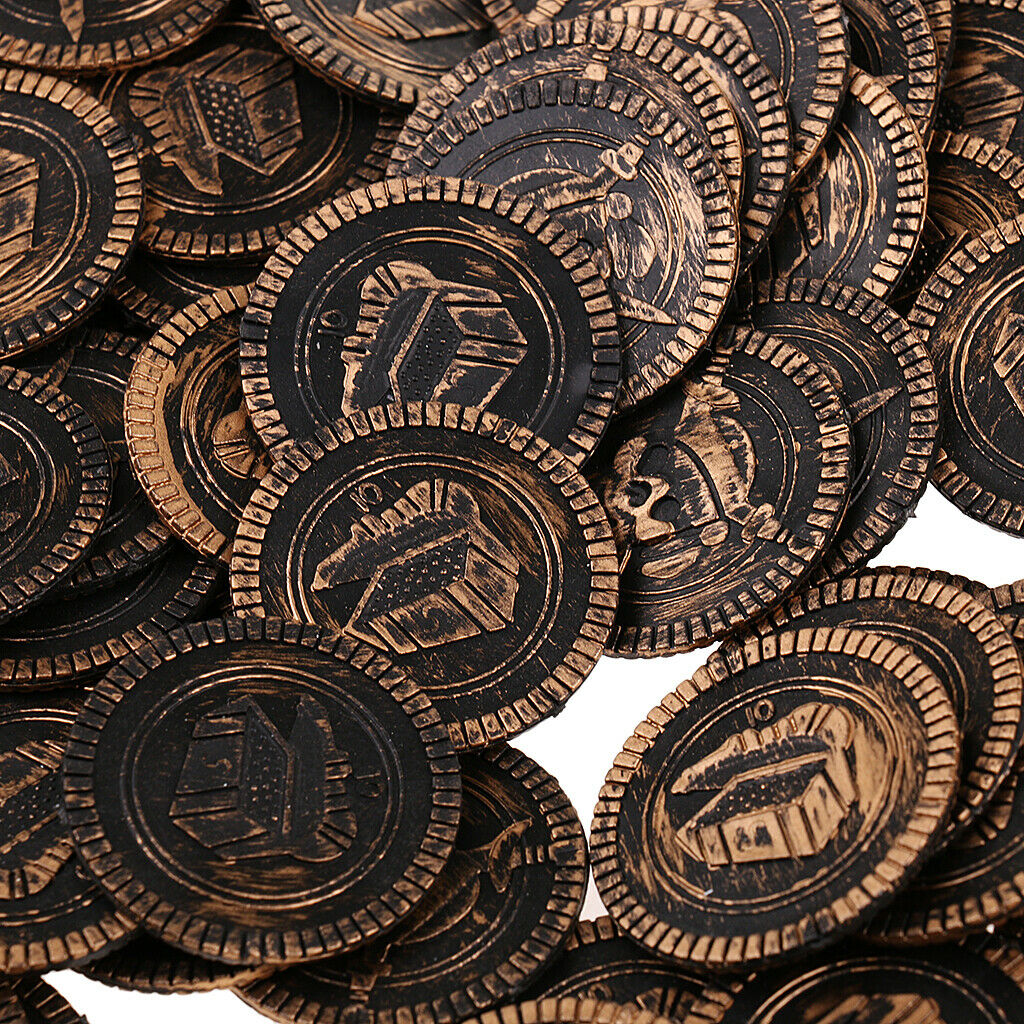 200Pcs Plastic Treasure Coins Captain Pirate Coins Chest Play Christmas