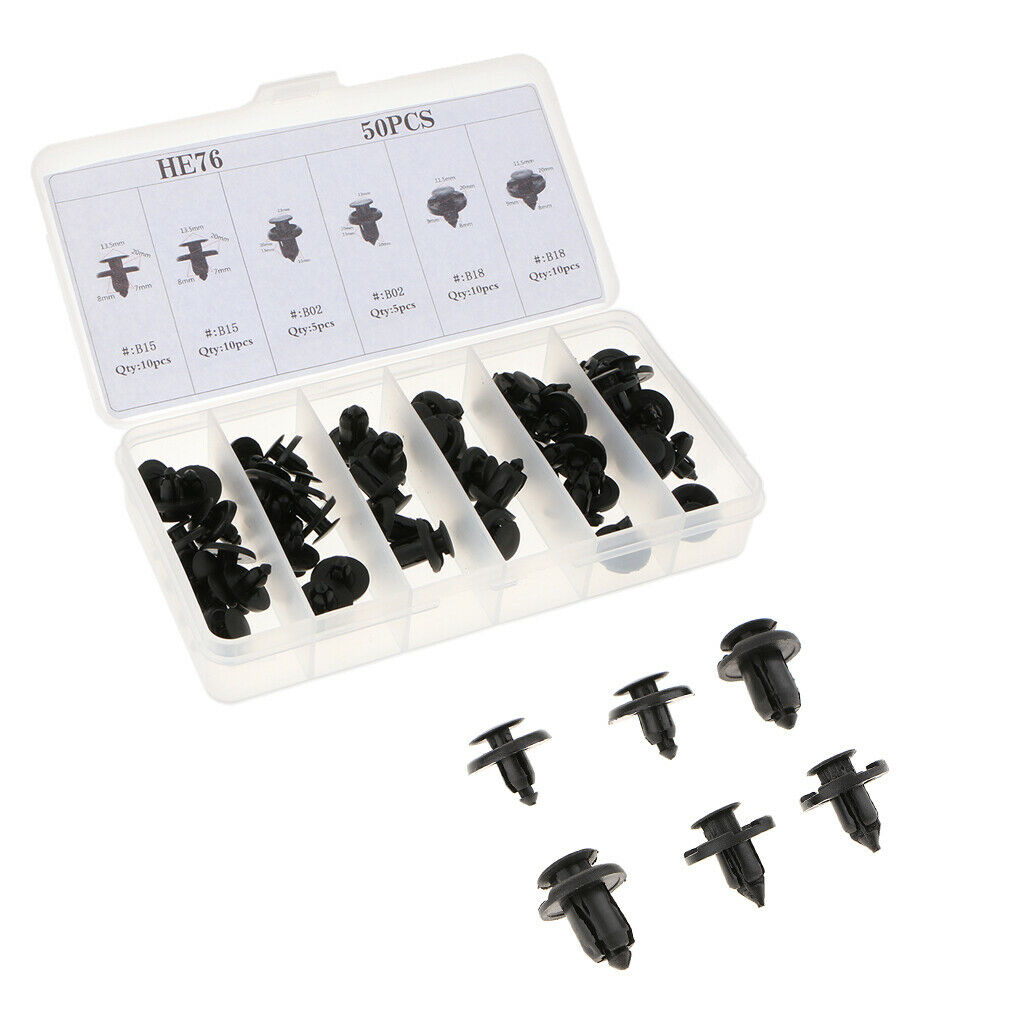50 Pieces 6 Sizes Car Body Push Pin Rivet Trim Fastener Panel Clip Retainer