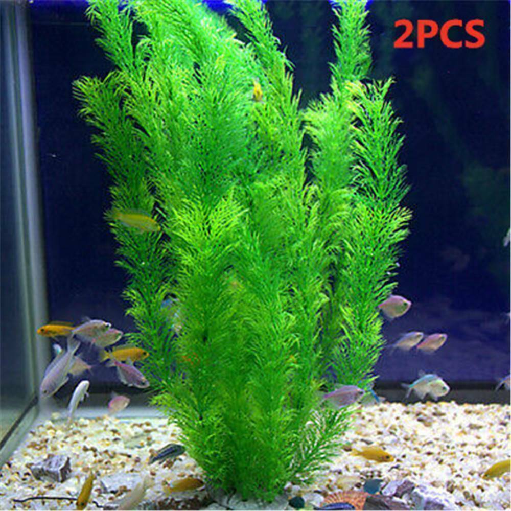 2x Fish Tank Plastic Decor Aquarium Green Plants Water Grass Ornament Plant Art