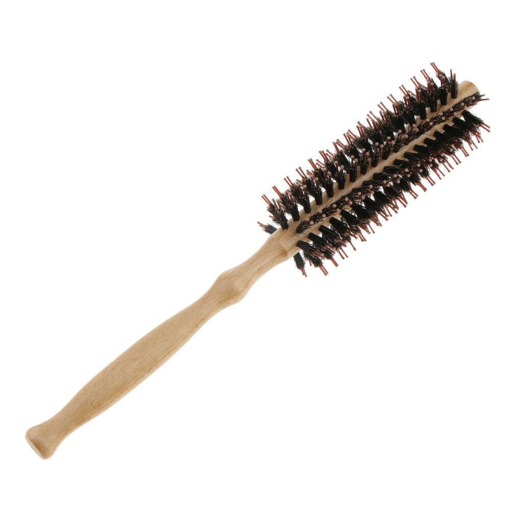 Wood Handle Round Hairdressing Schima Superba Bristle Comb Hairbrush