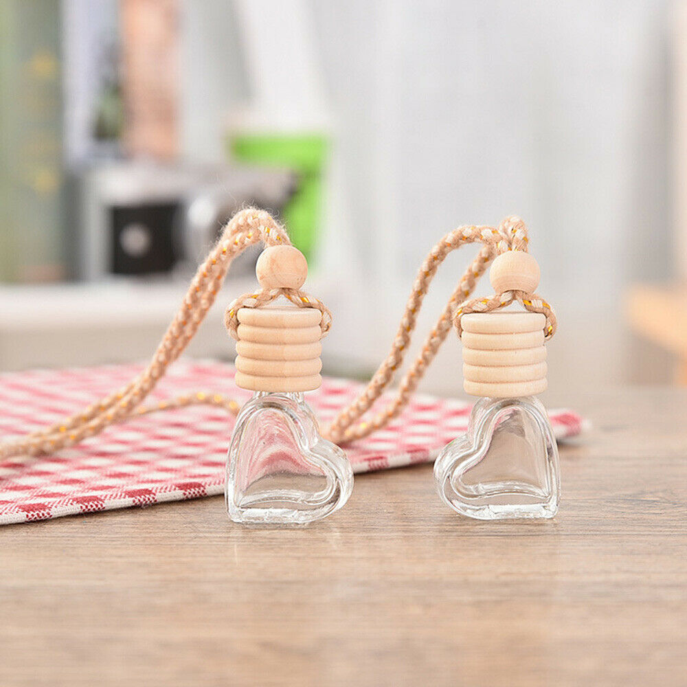 2PC 5ML Heart Essential Oil Glass Bottle Empty Car Hanging Perfume Pendant Gift