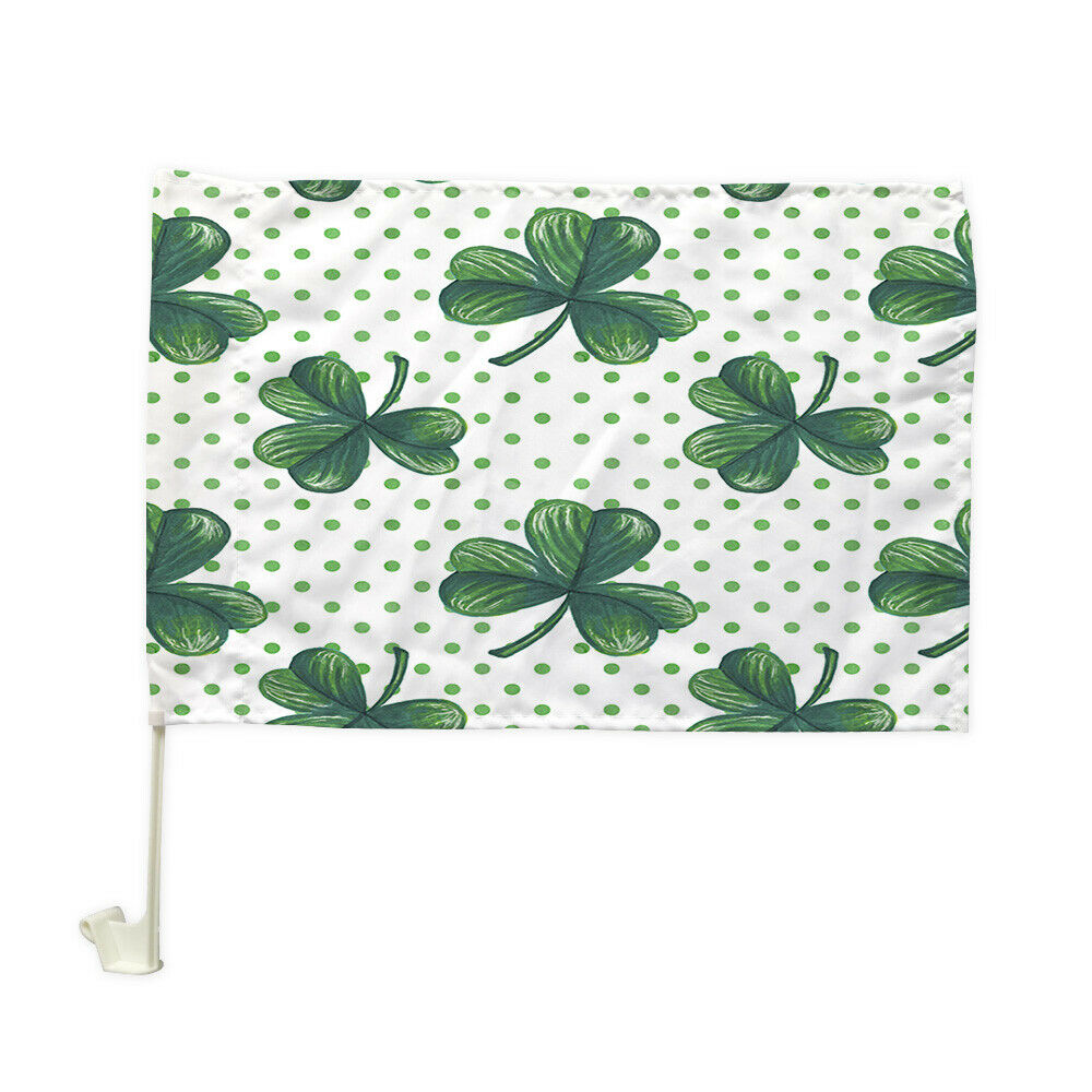 Green Clover and Spots Car Flag Car Window Car Culture Auto Flag 12" X 18"