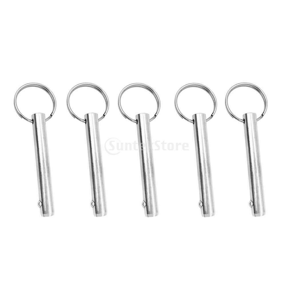 5pcs 10mm Dia Boat Top Quick Release Pull Ring Detent Pin, Stainless Steel