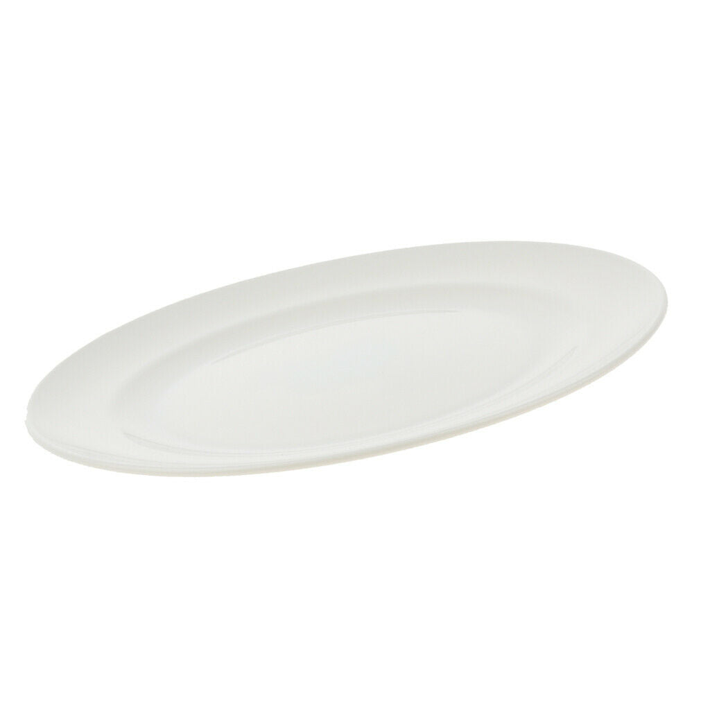 Plastic Round Food Serving Plate Dish Salad Fruits Container Tray White M