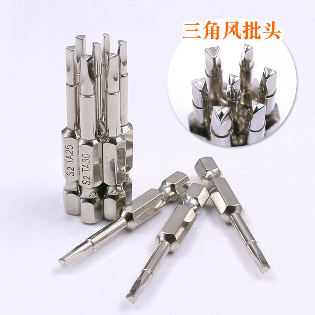 6 lot Triangle Screwdriver Bits S2 Steel Shank 50mm Electric Head Pneumatic