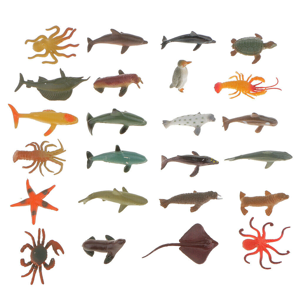 24 Pieces Simulation Sea Animals Desk Decor Kids Creative Toys Party Favors