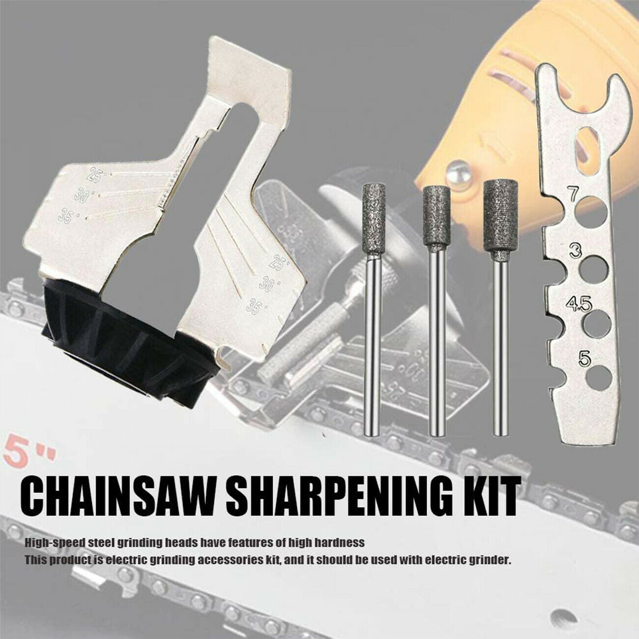 Chain Saw Sharpening Attachment Sharpener Guide Drill Adapter Head Chainsaw LIN