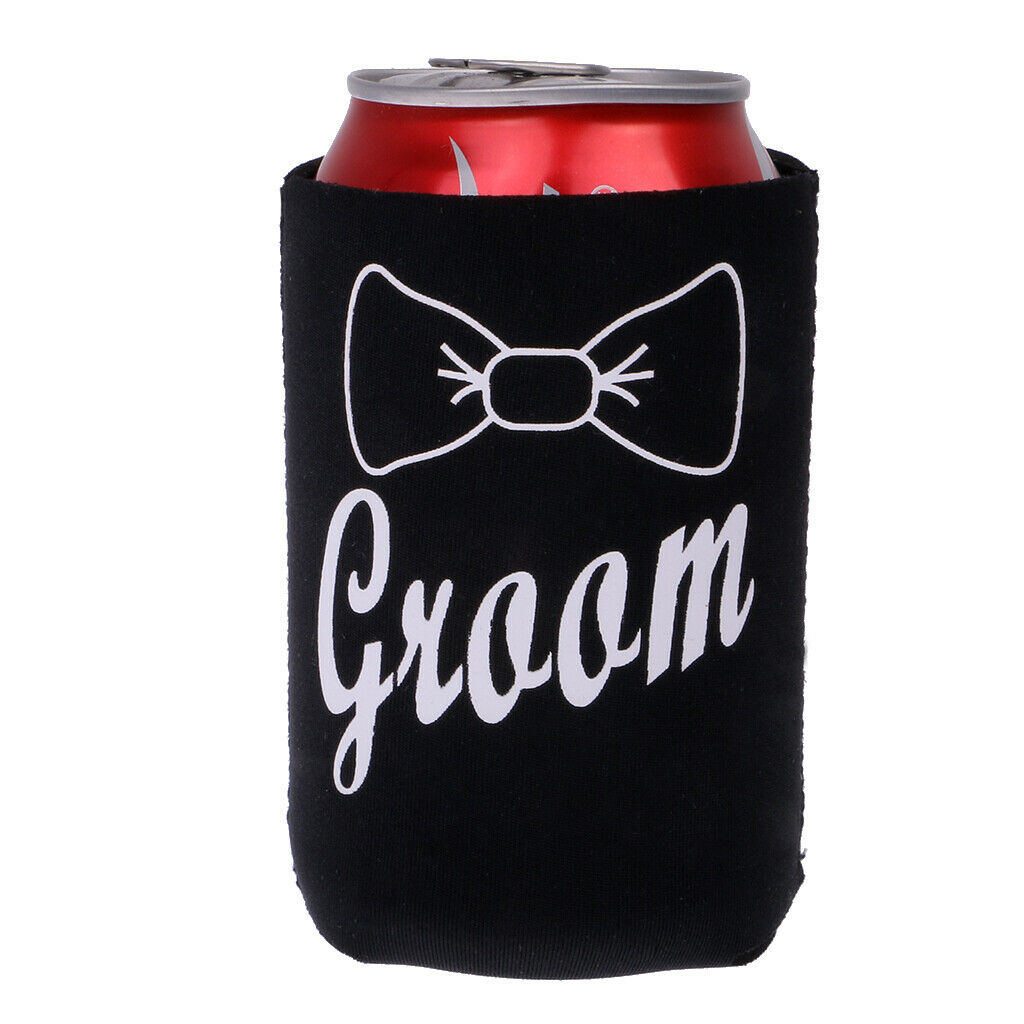 Wedding Bride Lips Groom Bowknot Soda Stubby Beer Can Cooler Insulator Wrap