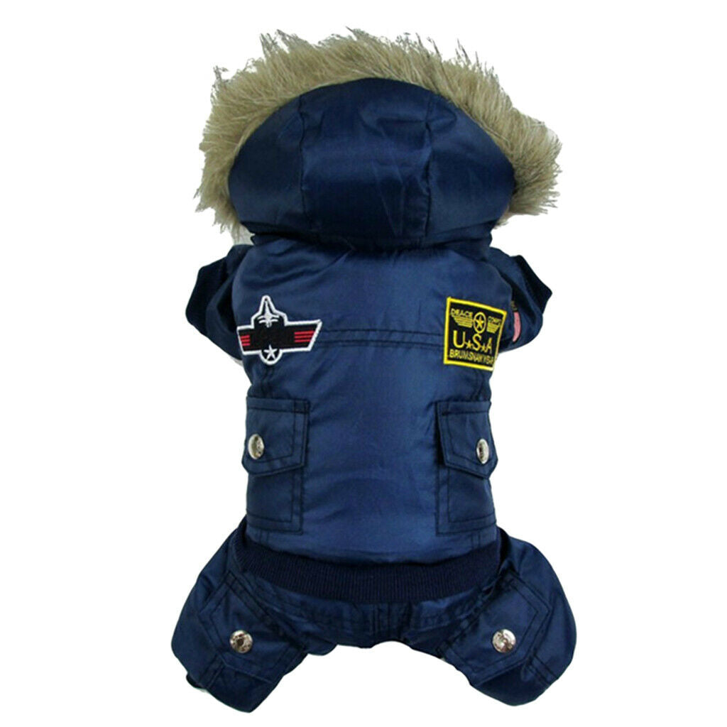 Handsome Pet Dog Air Suit Windproof Rainproof Keep Warm Coat Outfit M Blue