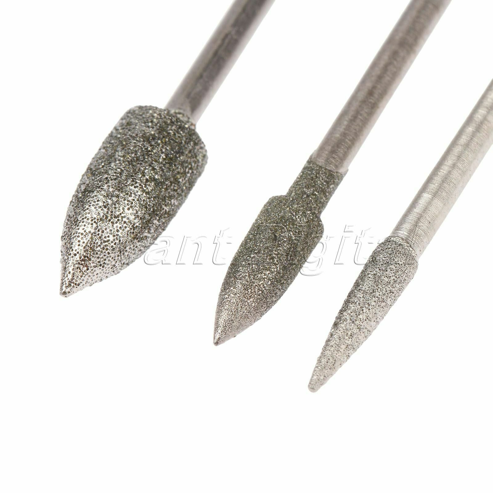 1-6mm Diamond Grinding Jade Stone Metal Polishing Burr Head Needle 2.35mm Shank