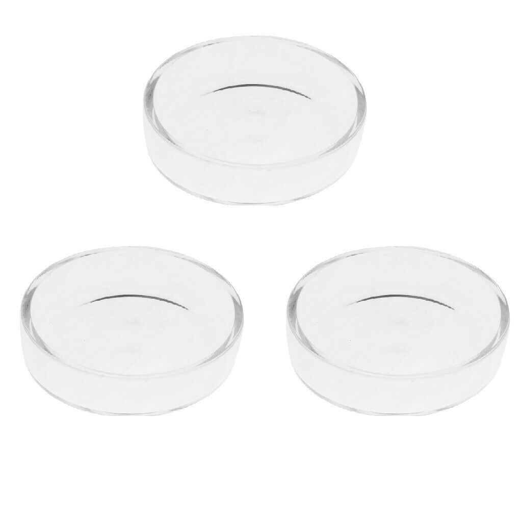 3 pcs Aquarium Glass Round Shape Shrimp Feeding Feeder Dish Food Basin