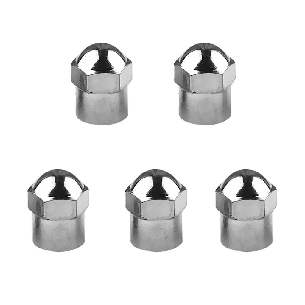 5 Pieces Chrome Plated Plastic Hex Tire Valve Stem Protection Caps TPMS