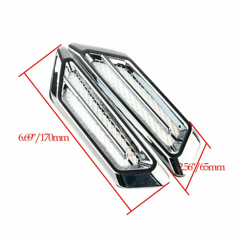 Pair Chrome Grille Car Air Flow Vent Fender Side Decoration Stickers Universal