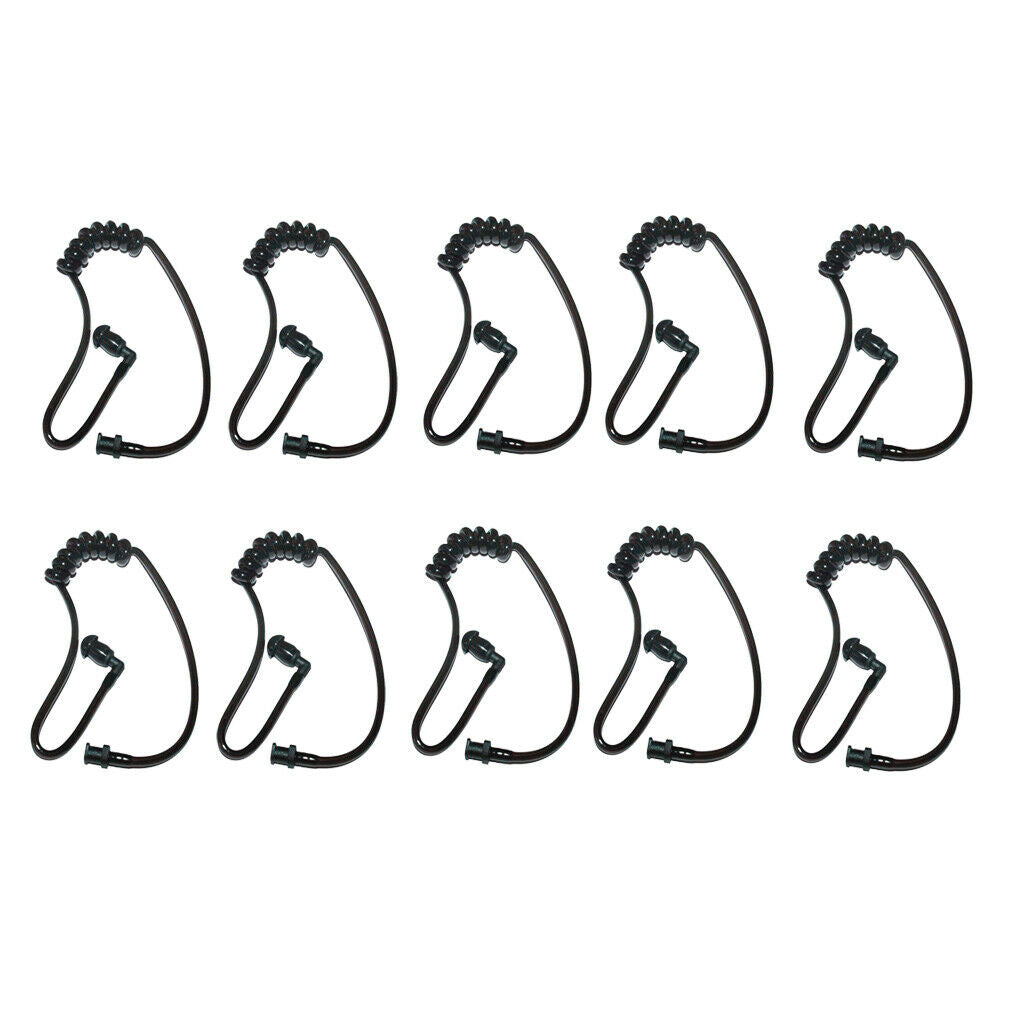 10Piece Black Coiled Acoustic Tube with Earbud and Connectors (Twist On)