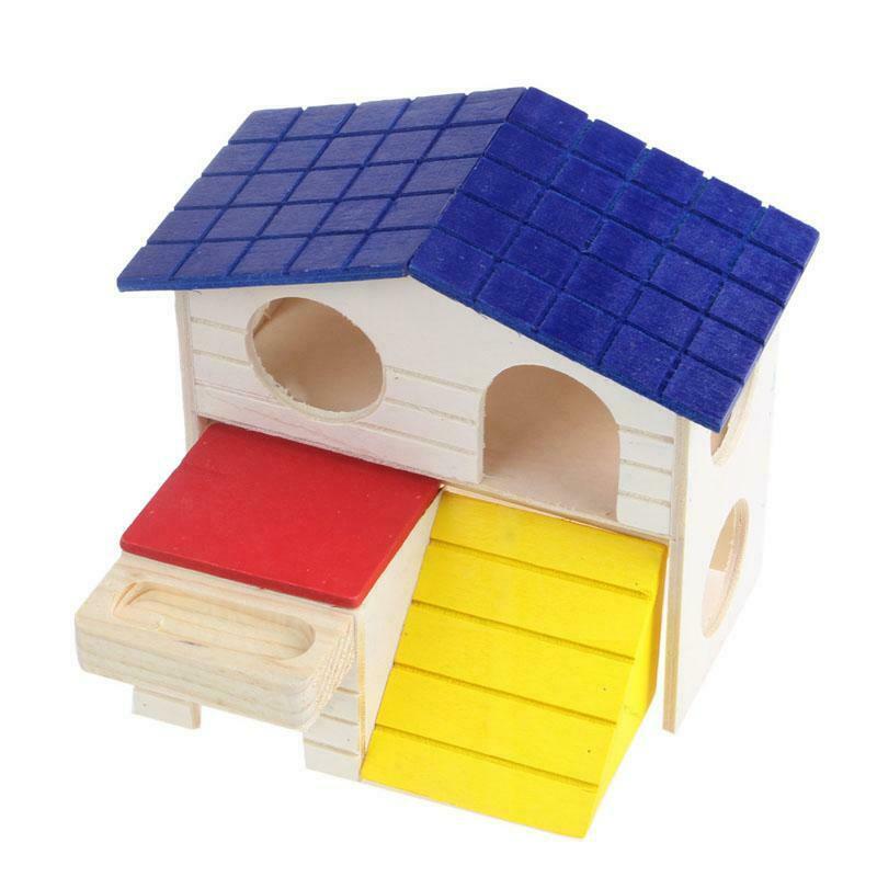 Wooden Bed House Cage Dual Layer Villa For Pet Rat Mouse Dwarf Hamster Animal