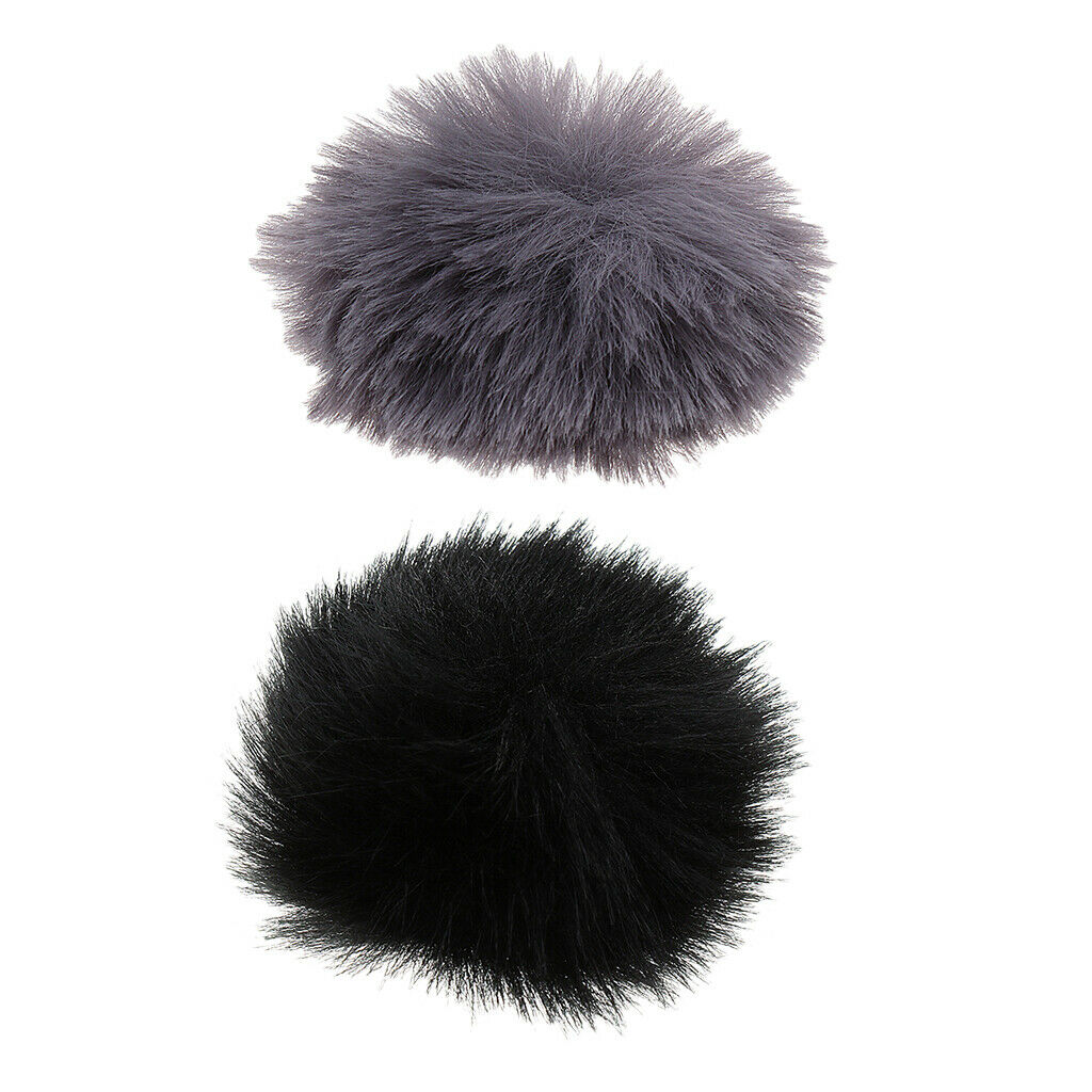 2 Pcs of Set Microphone Furry Windscreen Windshield Muff Mic Furry Cover