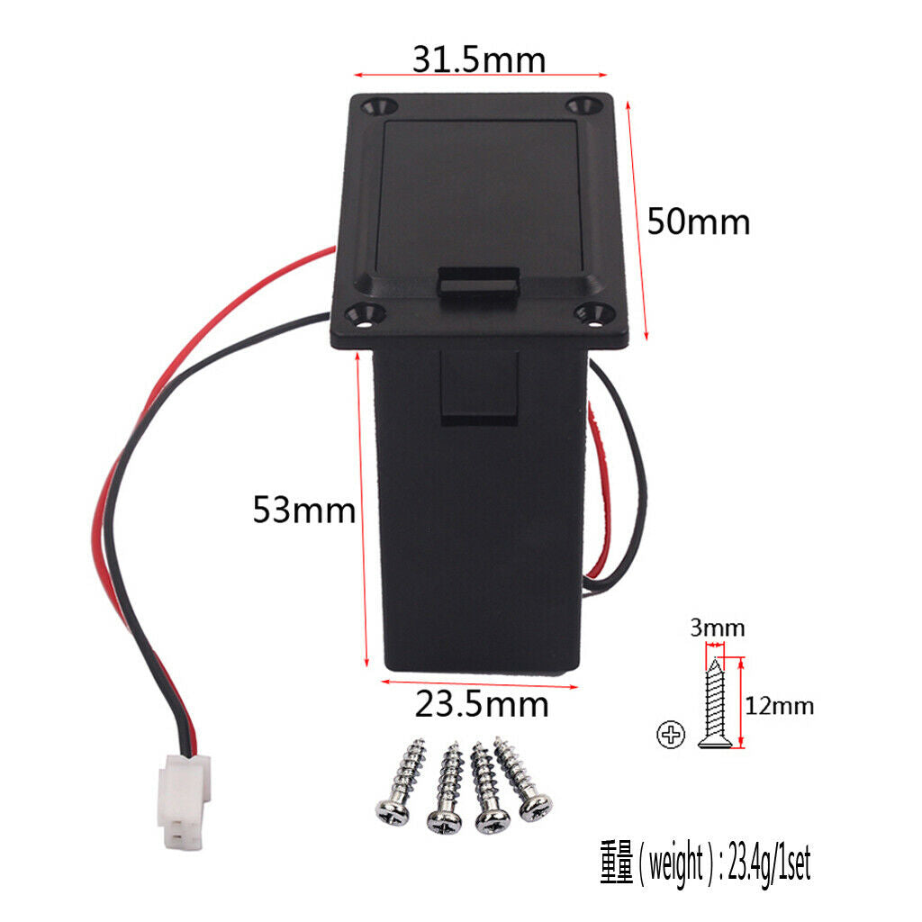 Replacement battery holder case 9V battery case for guitar bass ukulele
