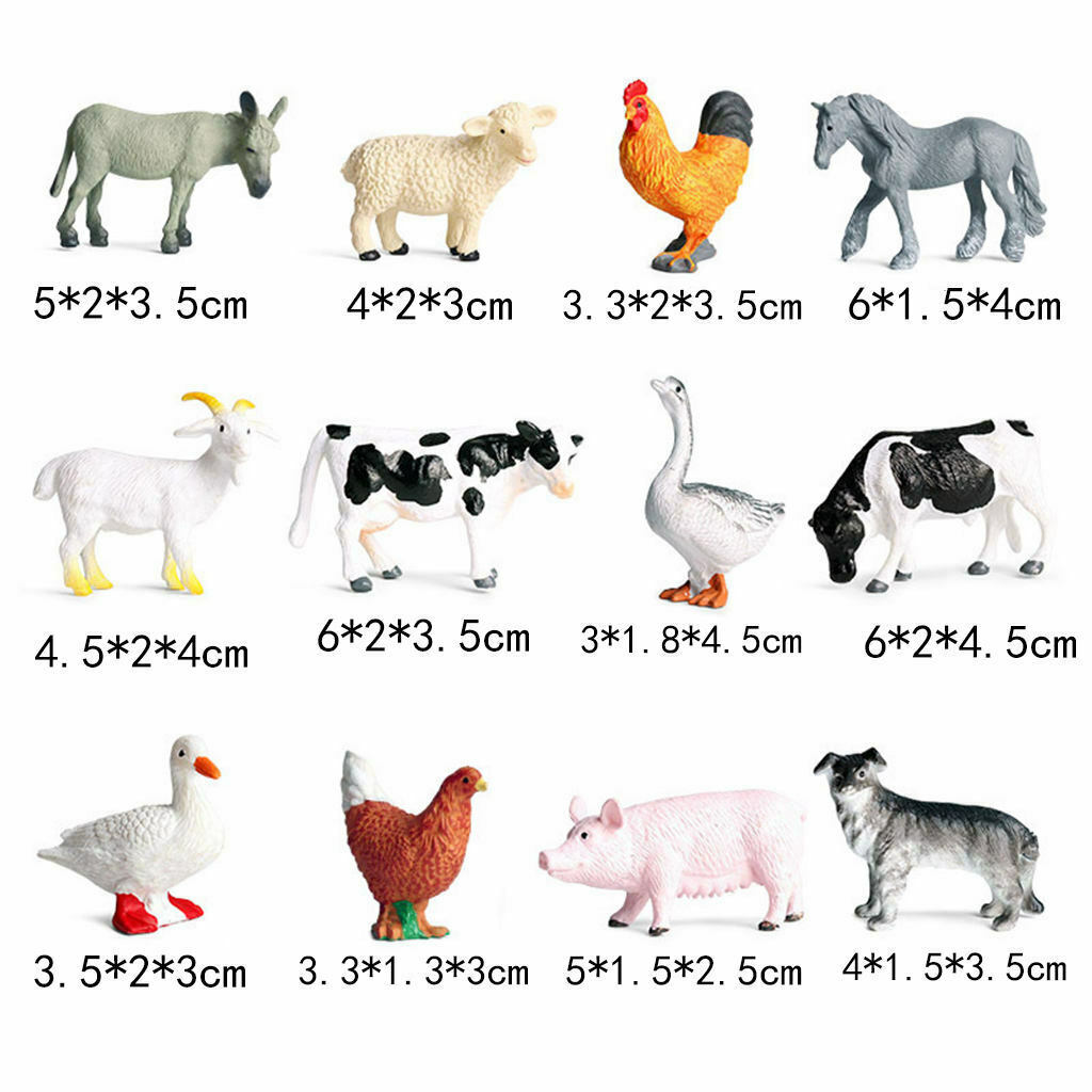 12pcs/set Farm Animals Figures, Realistic Simulation Jumbo Domestic Animal Toys