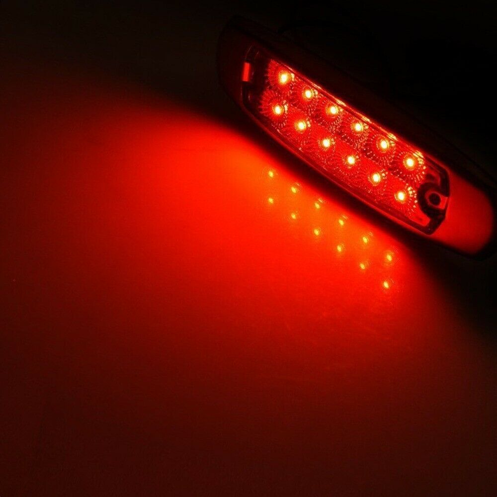 2X Red 12 LED Sealed Side Marker Clearance Light Fish Shape Truck Trailer 12V
