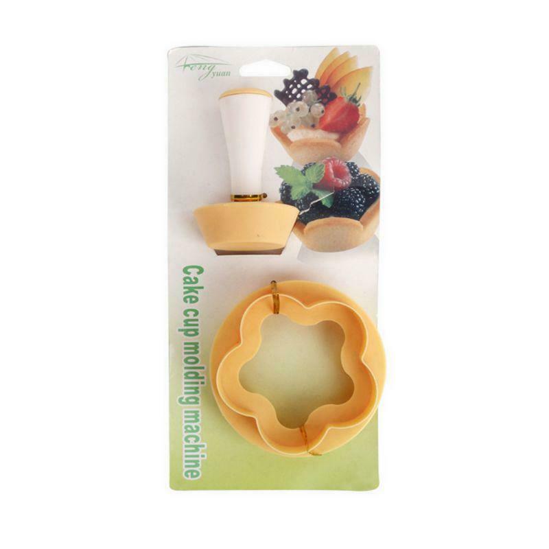 Plastic Pastry Stamper Tart Shell Mould Cutter Flower Round Dough Cookie Muffin