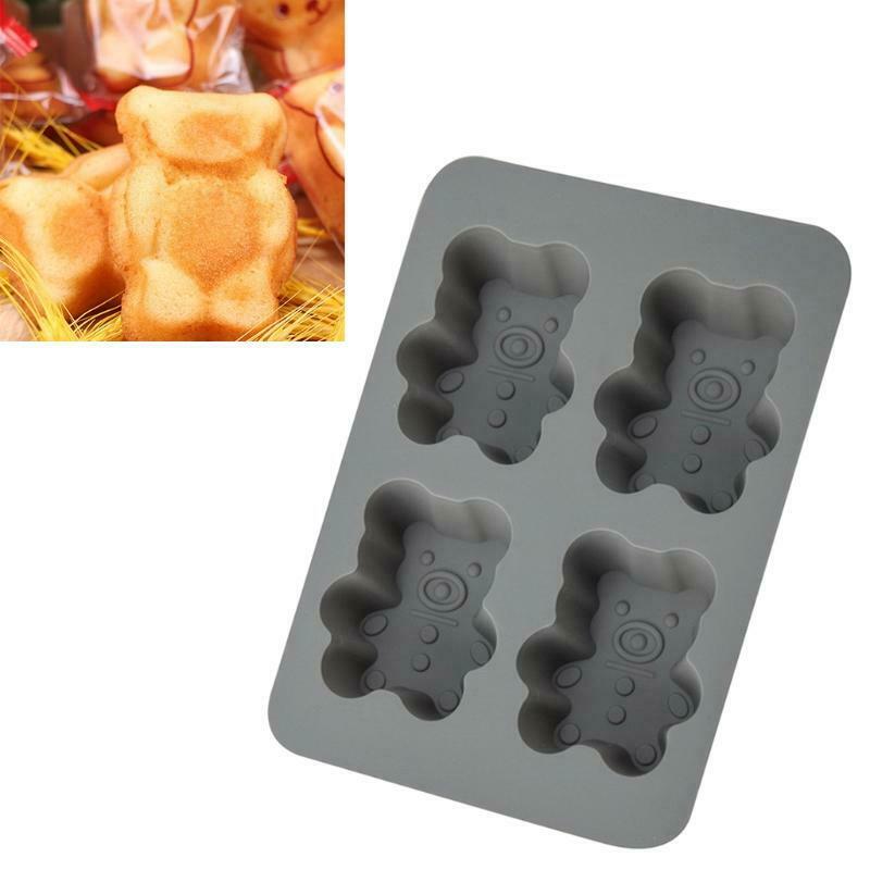 Bear Shape Making Tray Silicone Material 4 Cavities Mould Use to Make Candy Soap
