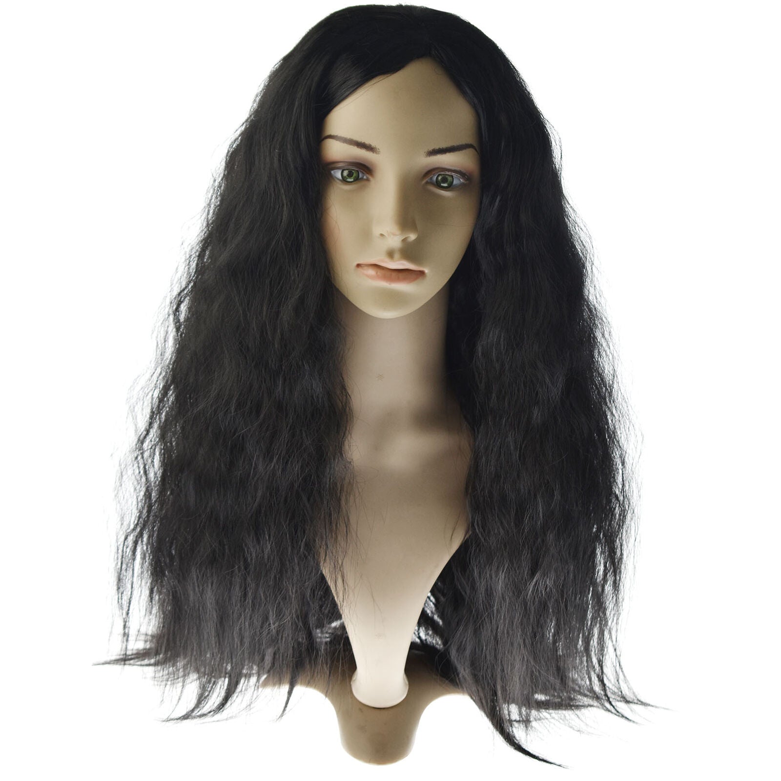 Women Lady 23" Natural Curly Wavy Long Synthetic Hair Wigs Ladies Black Wig