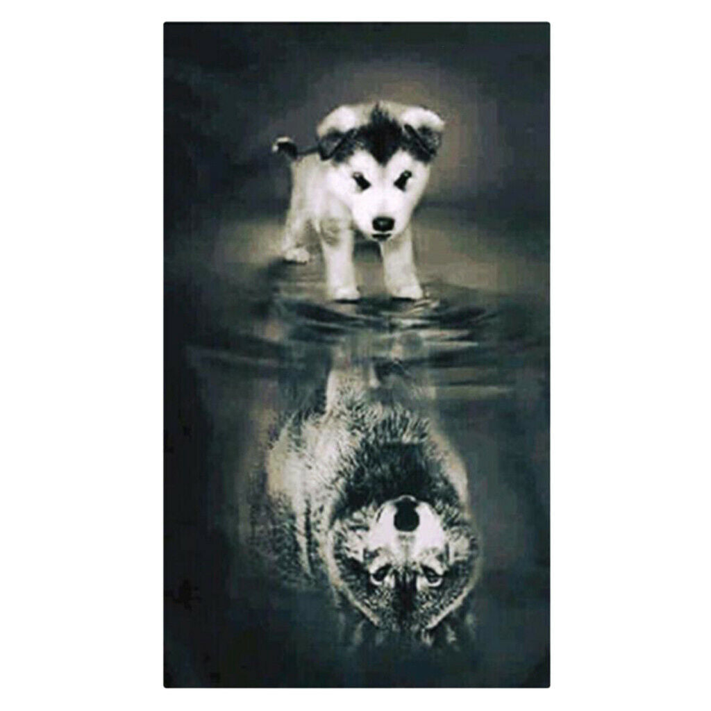 Prettyia Wolf Reflection 5D Diamond Painting Paint By Number Kits for Adults
