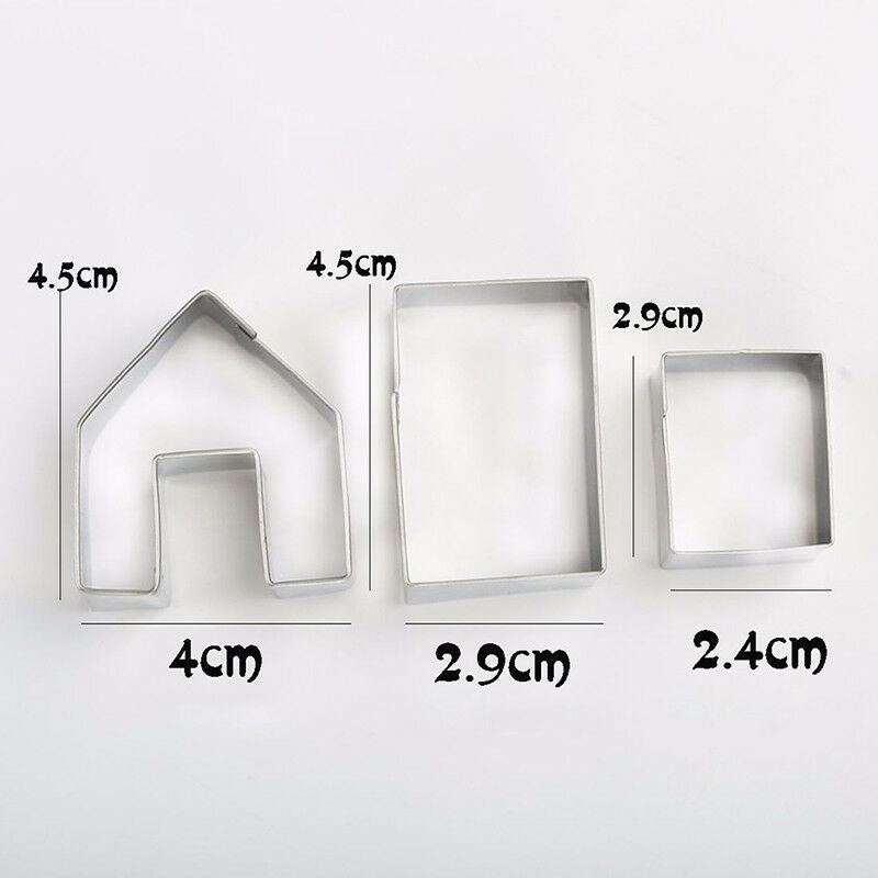 Mini Gingerbread House Cookie Cutter Set 3Pieces Stainless Steel Biscuit M.l8