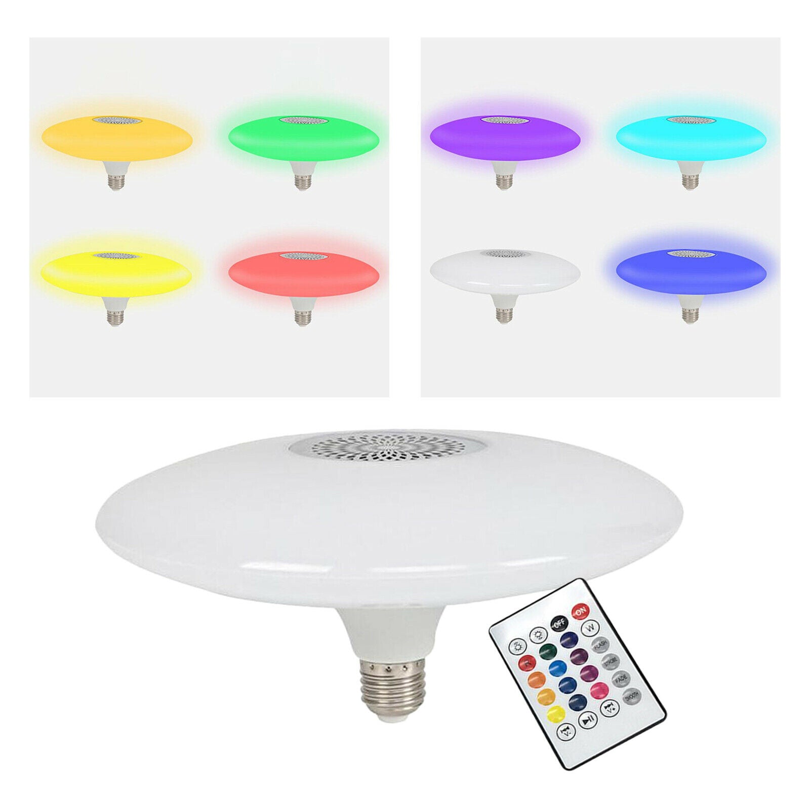 E27 Smart LED Light Bulb Bluetooth RGB Color Music Speaker Remote Control Lamp
