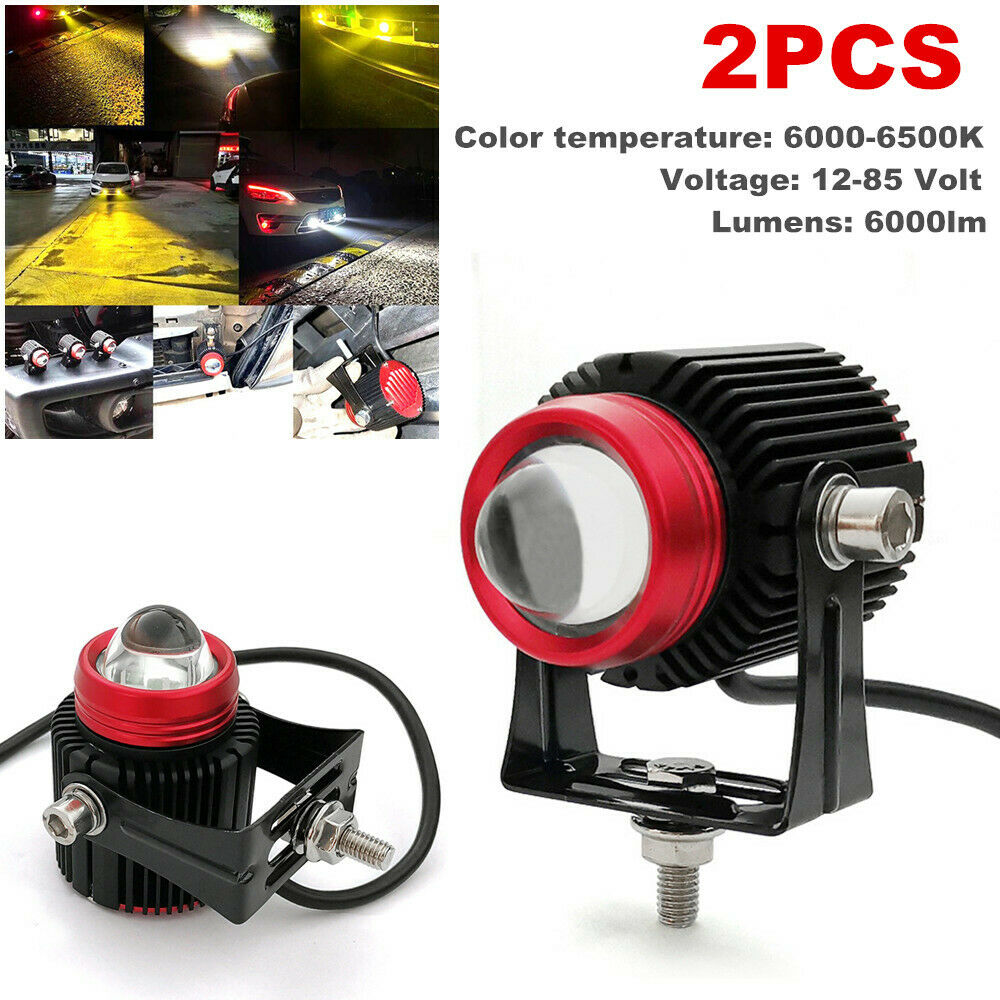 6000LM Motorcycle Bike ATV Dual-color LED Spot Light Headlight Driving Fog Lamp