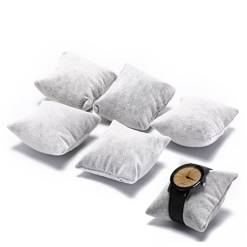 set of 5 grey velvet watch bracelet pillows cushions for case box display Z TL