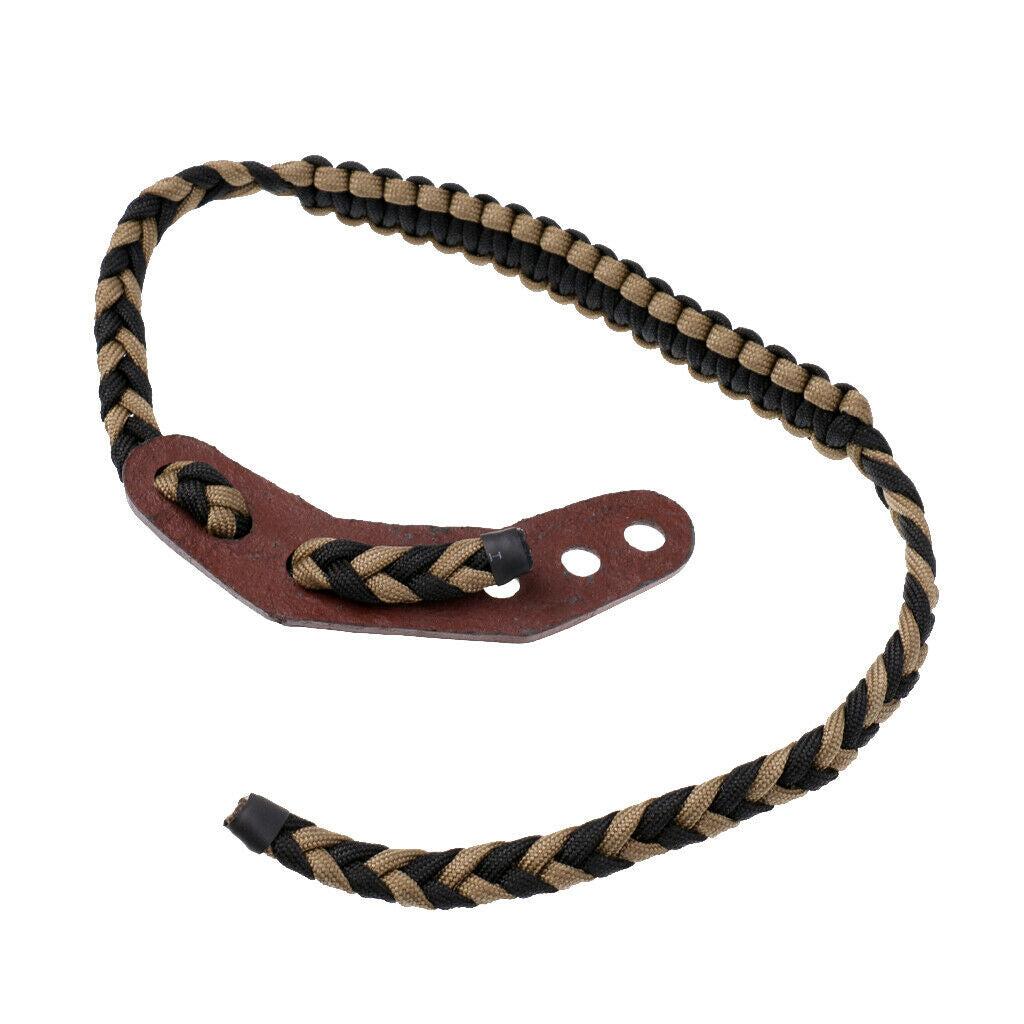 Archery Bow Wrist Sling Braided Paracord Strap w/ Leather for Compound Bow