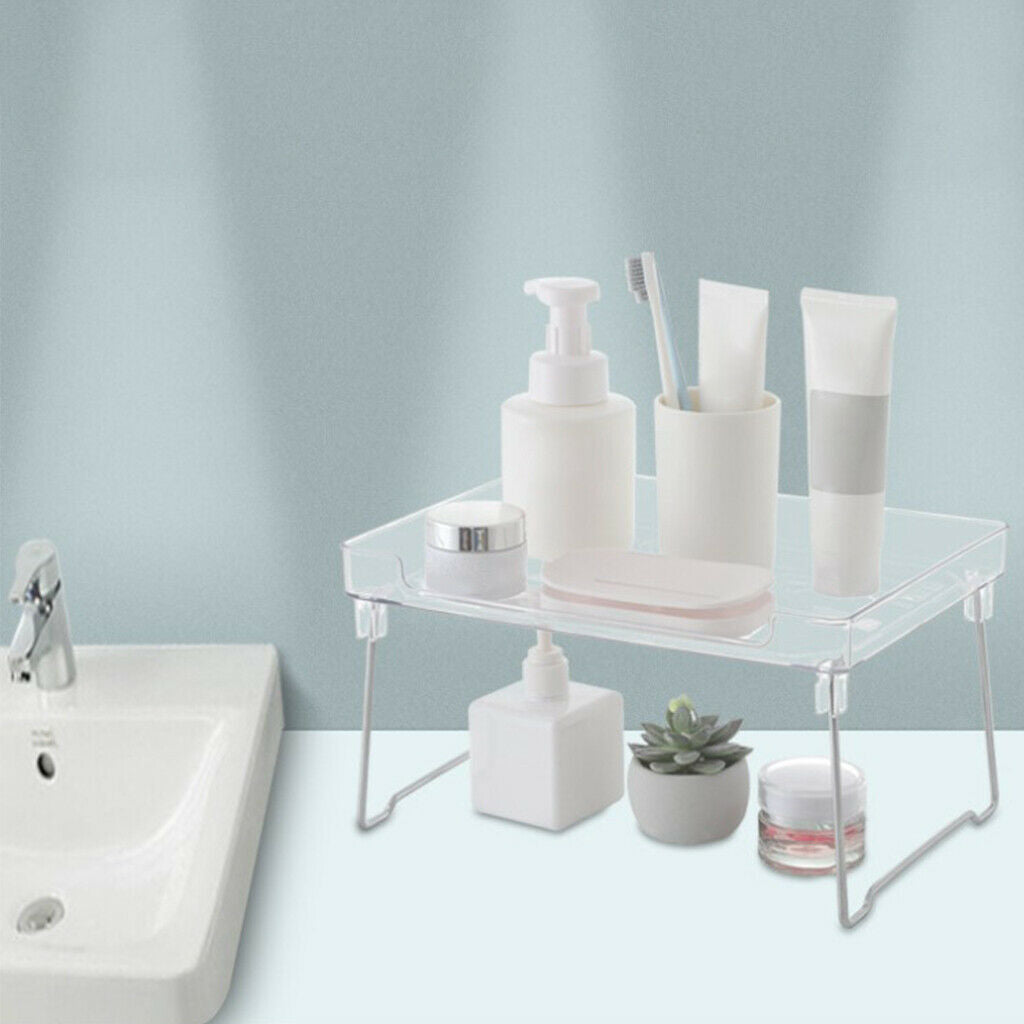 Stackable Cabinet Organizer Storage Rack Tabletop Shelf Organization Stand