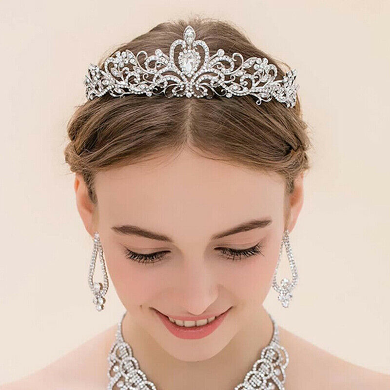 Women Girls Elegant Wedding Bride Crown Headwear Rhinestone Tiaras Cute Gift Ad