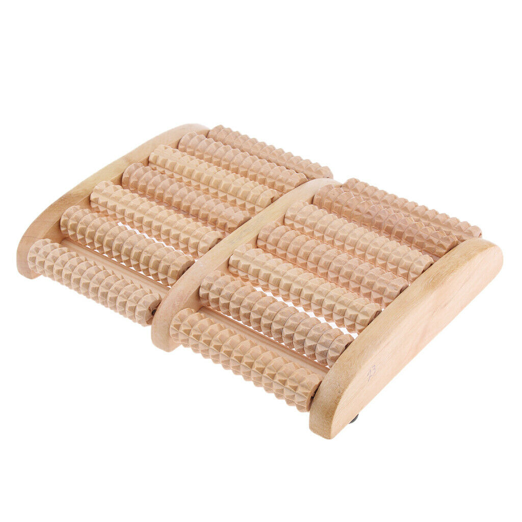 2pcs Wood Dual Foot Massager Roller Reflexology Pain Ease Stress Relief