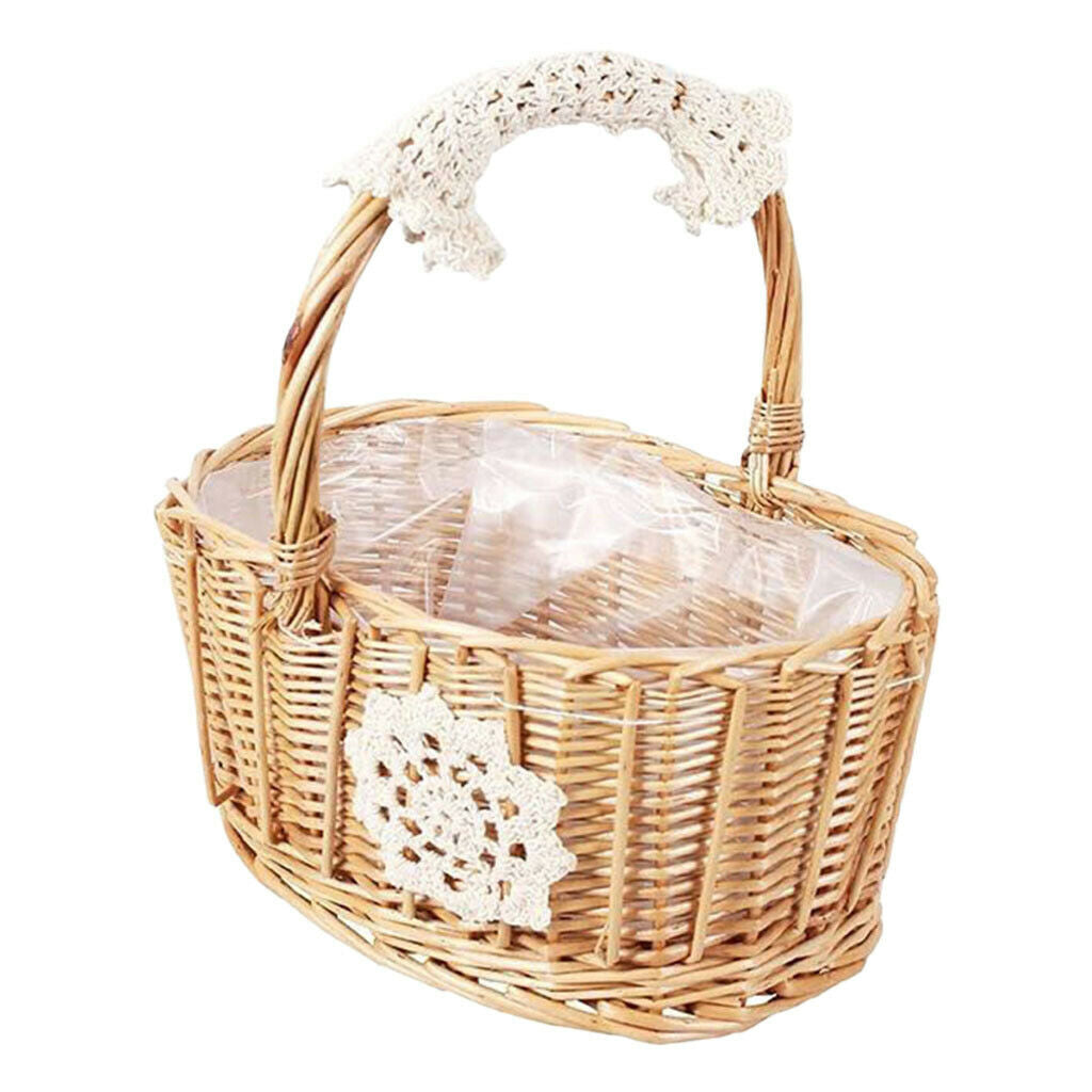 Weaving Basket Hand-Woven Crafts Floral Natural Storage Box for Family Party