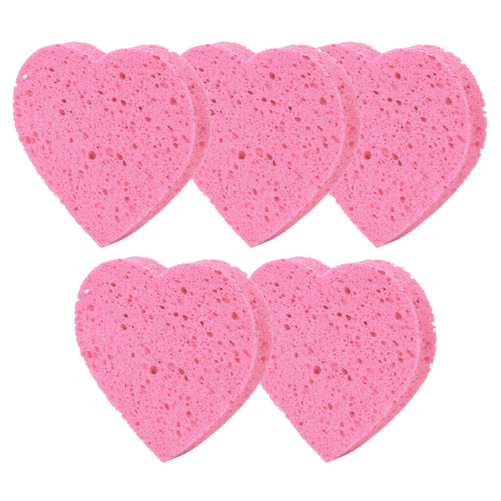 5x Heart Shape Compressed Cellulose Facial Cleansing Sponges Makeup Remover Face