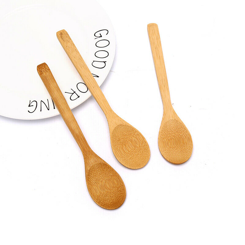 Wooden Round Bamboo Spoon Jam Scoop DIY Kitchen Cooking Utensil Tools .l8