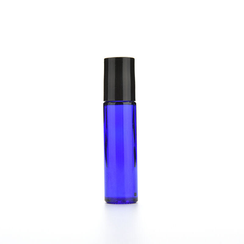 2x Glass Roll-On 10ml empty Fragrance Perfume essential Oil Bottle Blue  .l8