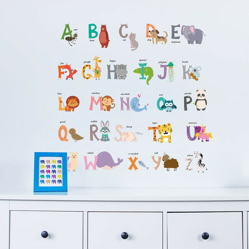 cartoon Jungle wild 26 letters alphabet animals wall stickers kids wall d.l8