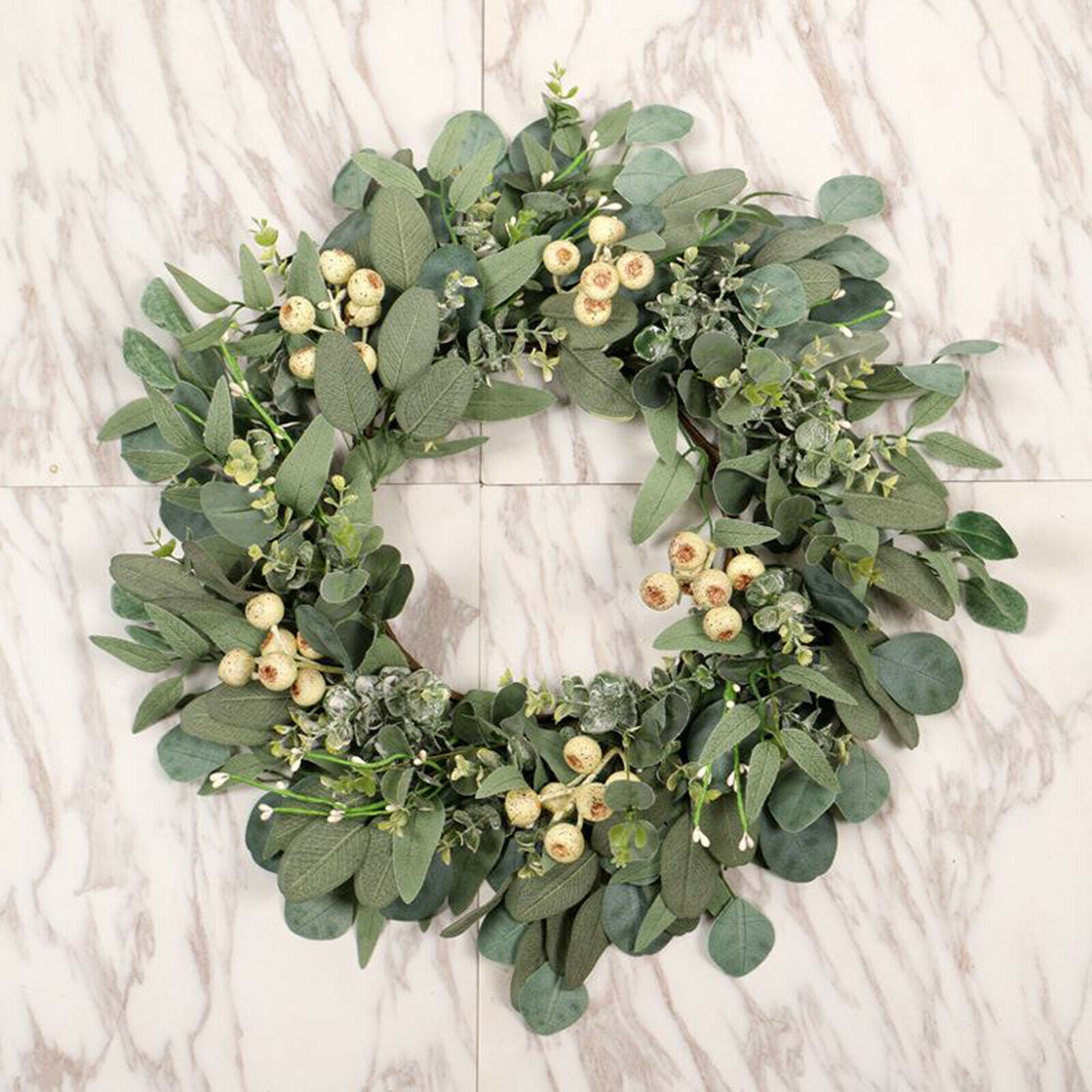 Eucalyptus Wreaths, Front Door 22'' Large Green Leaves Wreath for Spring Summer