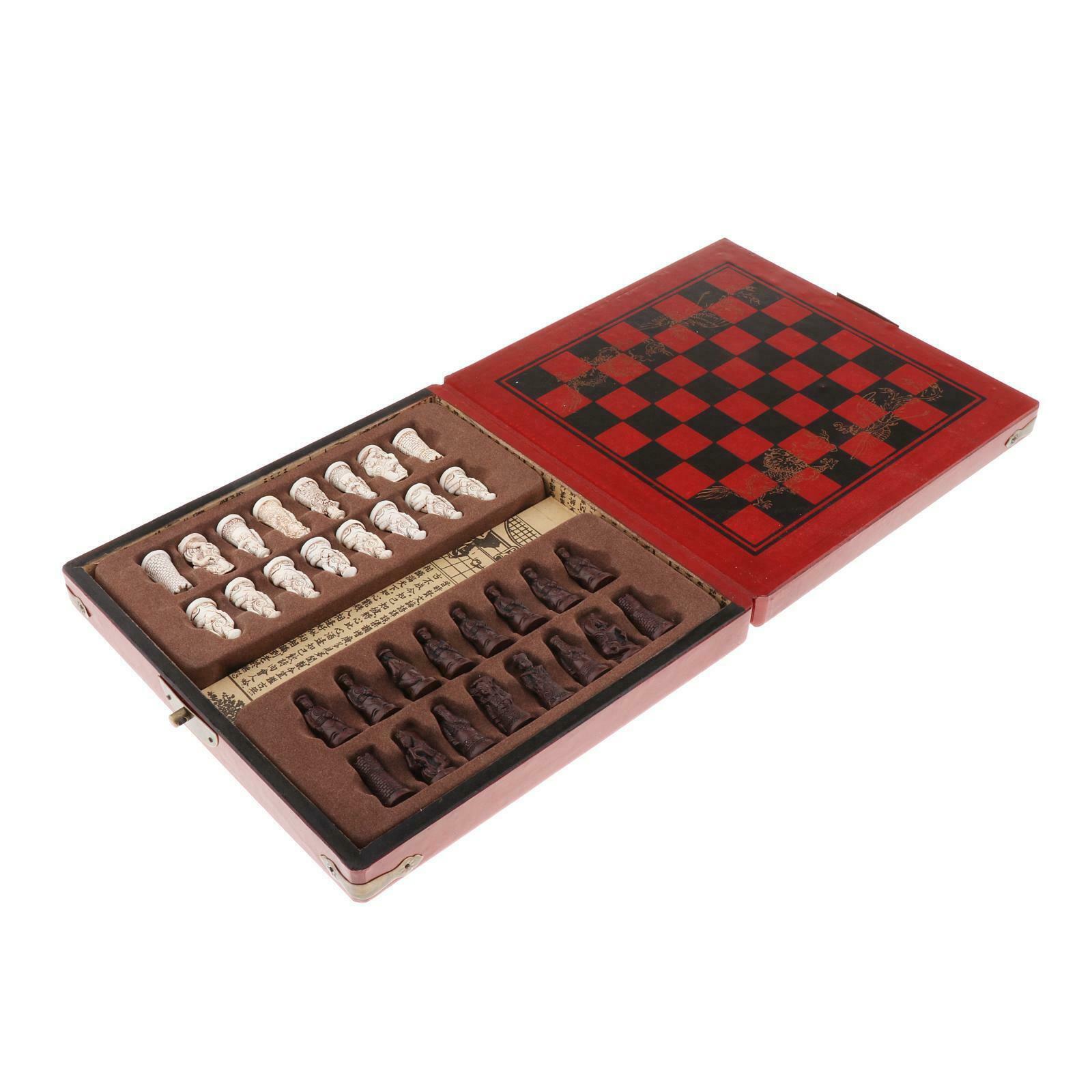 Wooden Folding Chess Set Foldable Chess Board Wood Playing Pieces Game Portable