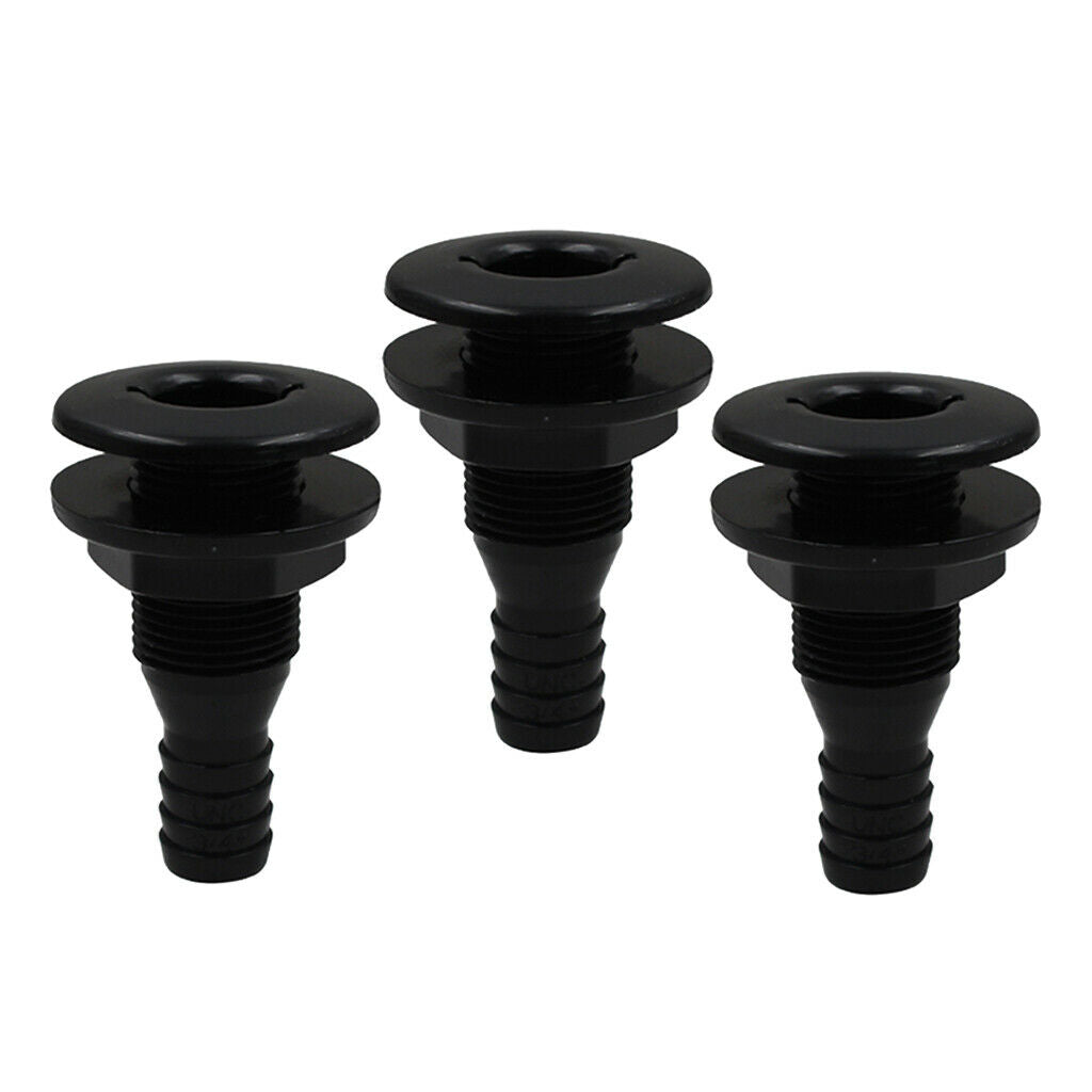 3pcs Durable 3/4'' ABS Boat Thru-Hull Connector Bilge Pump Hose Fittings